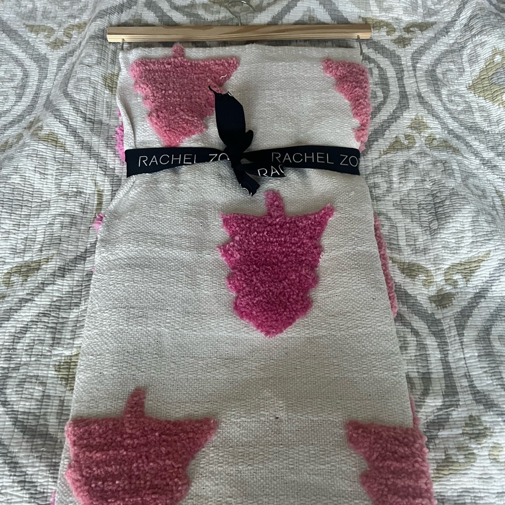 Rachel Zoe PINK Christmas TREE Throw DECORATIVE Blanket
